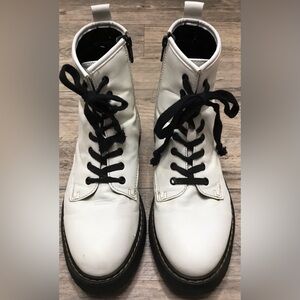 Madden Girl Kurrt Women’s White Combat Boots with Black Laces